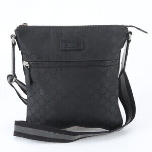 Gucci GG Nylon 449184 Leather Shoulder Bag Messenger Black Men's